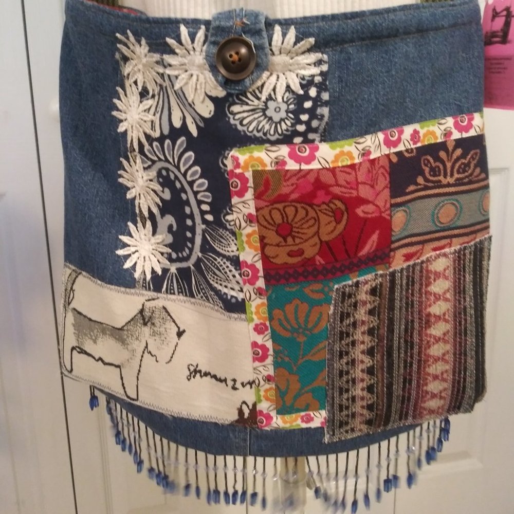 2039 Jeaniemade Large Jean Purse Cross Body Bag